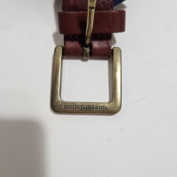 Vineyard Vines Woven Leather Belt Brown Preppy Golf Sportswear Size 32 - Picture 3 of 6